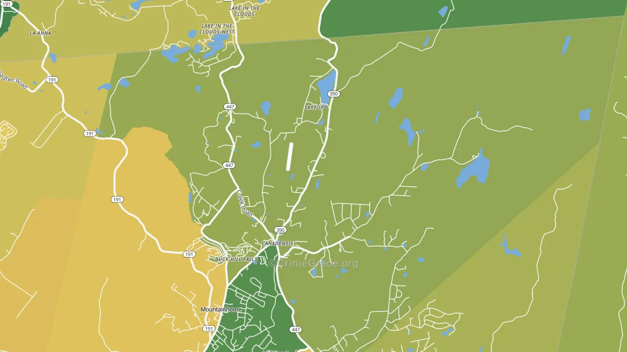 Canadensis, PA Map of Vehicle Theft Rates