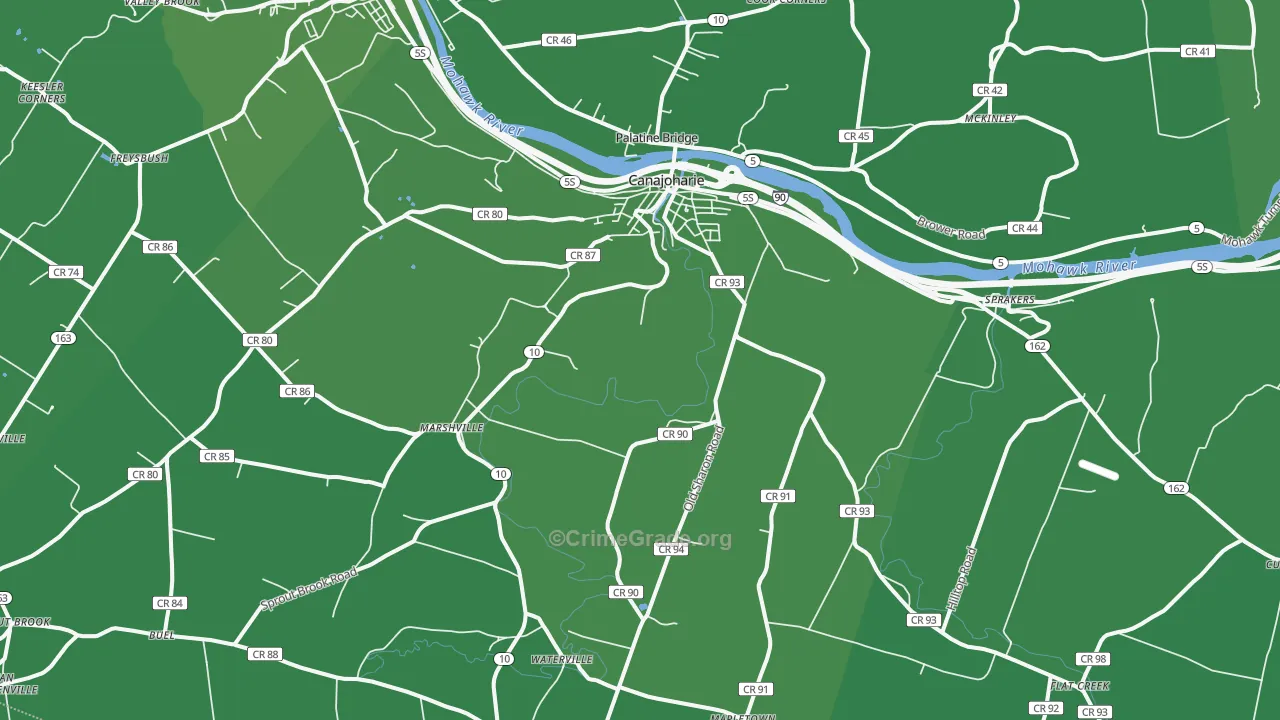 Canajoharie, NY Map of Vehicle Theft Rates