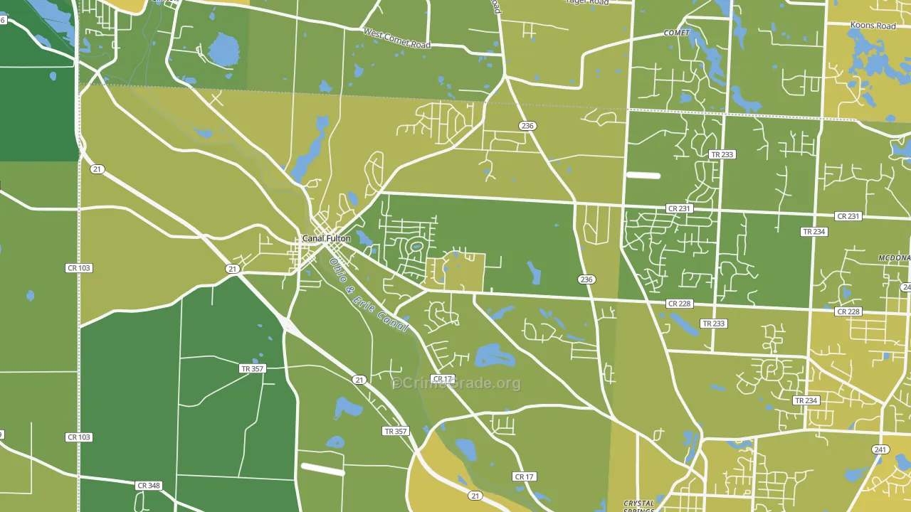Canal Fulton, OH Map of Vehicle Theft Rates