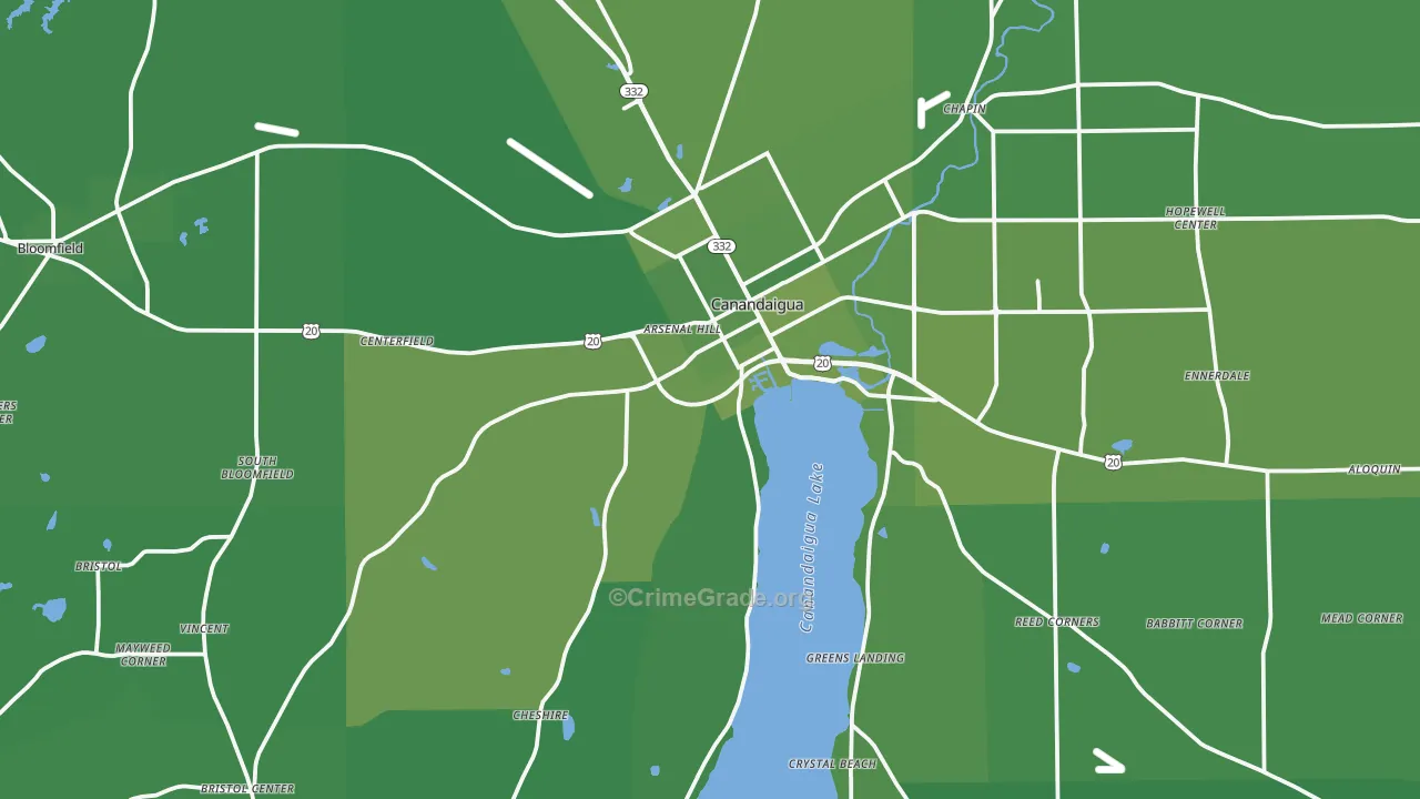 Canandaigua, NY Map of Vehicle Theft Rates