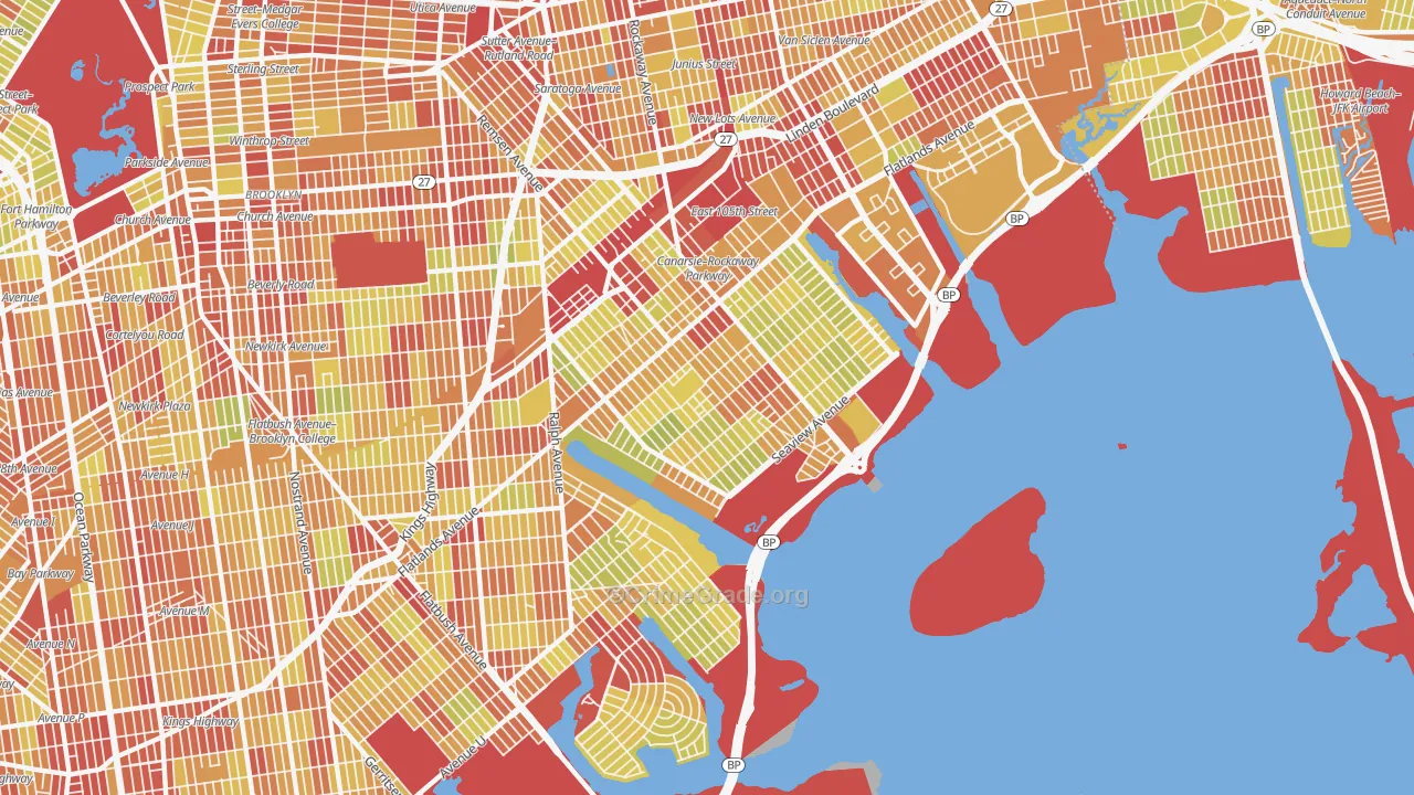 Canarsie, Brooklyn, NY Map of Vehicle Theft Rates