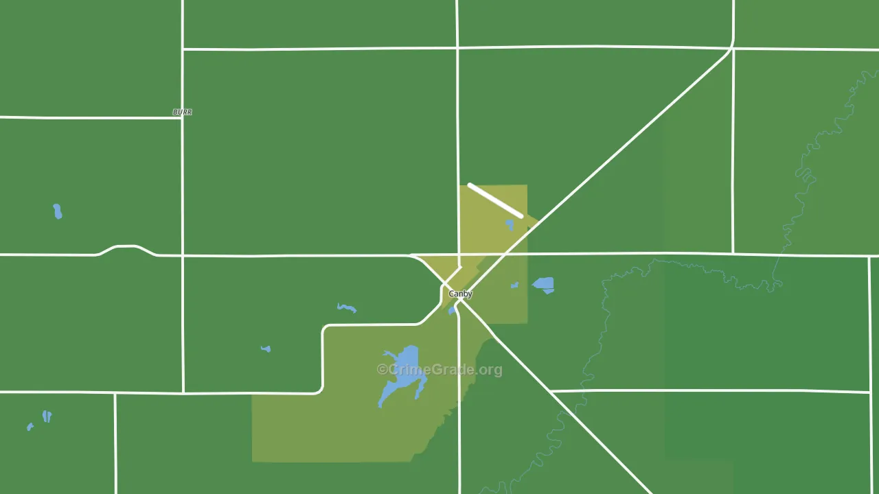 Canby, MN Map of Vehicle Theft Rates