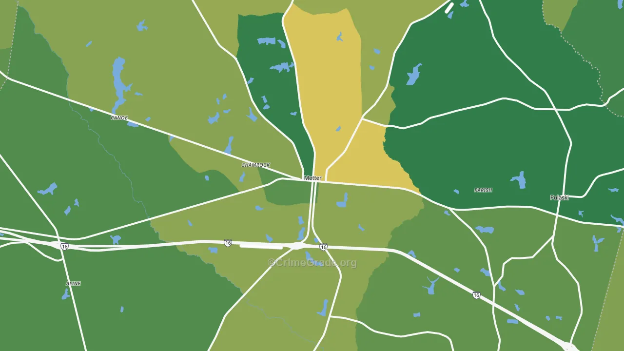 Candler County, GA Map of Vehicle Theft Rates