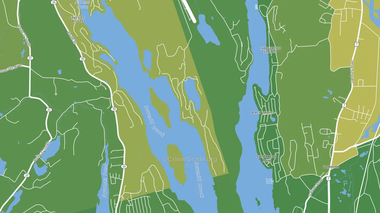 Candlewood Point, CT Map of Vehicle Theft Rates