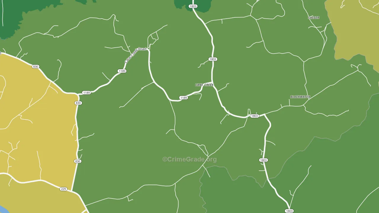 Cane Creek, KY Map of Vehicle Theft Rates