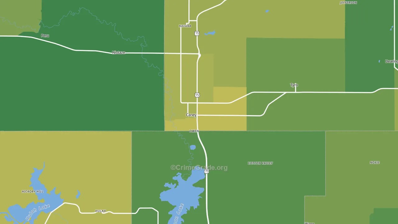 Caney, KS Map of Vehicle Theft Rates