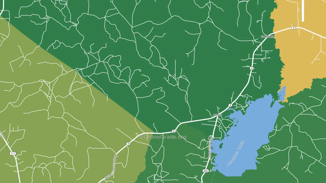 Caney, LA Map of Vehicle Theft Rates