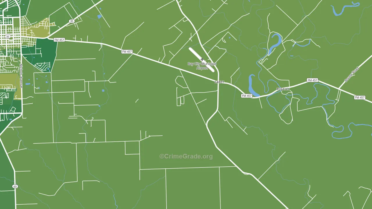 Caney, TX Map of Vehicle Theft Rates