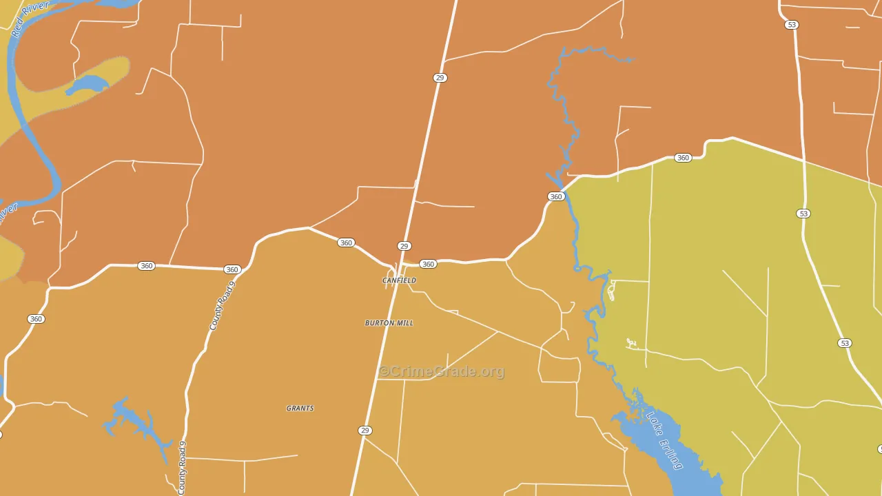 Canfield, AR Map of Vehicle Theft Rates