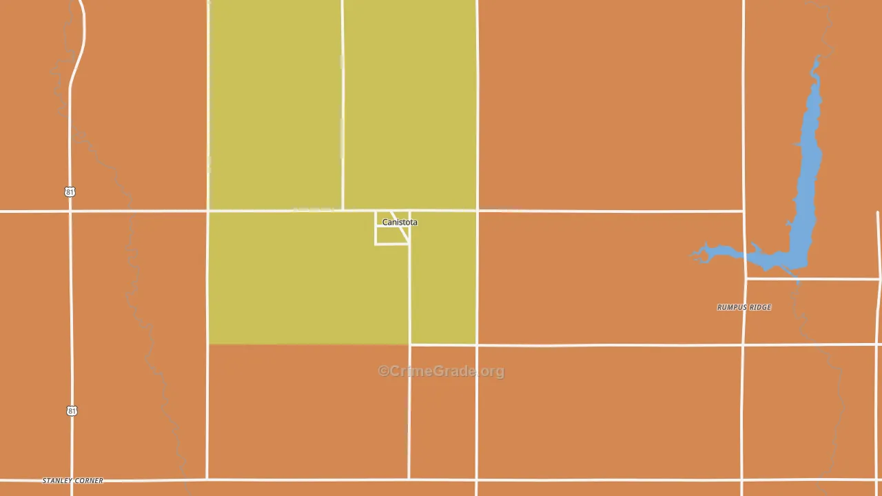 Canistota, SD Map of Vehicle Theft Rates