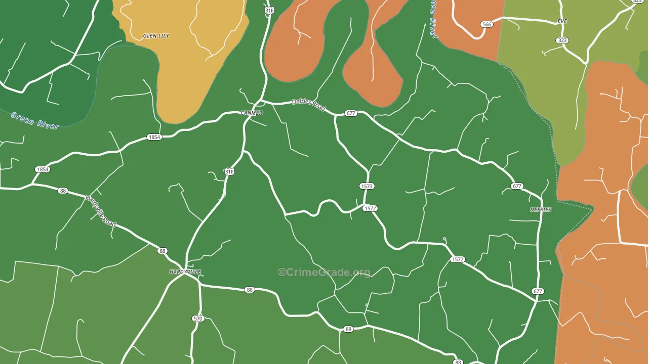 Canmer, KY Map of Vehicle Theft Rates