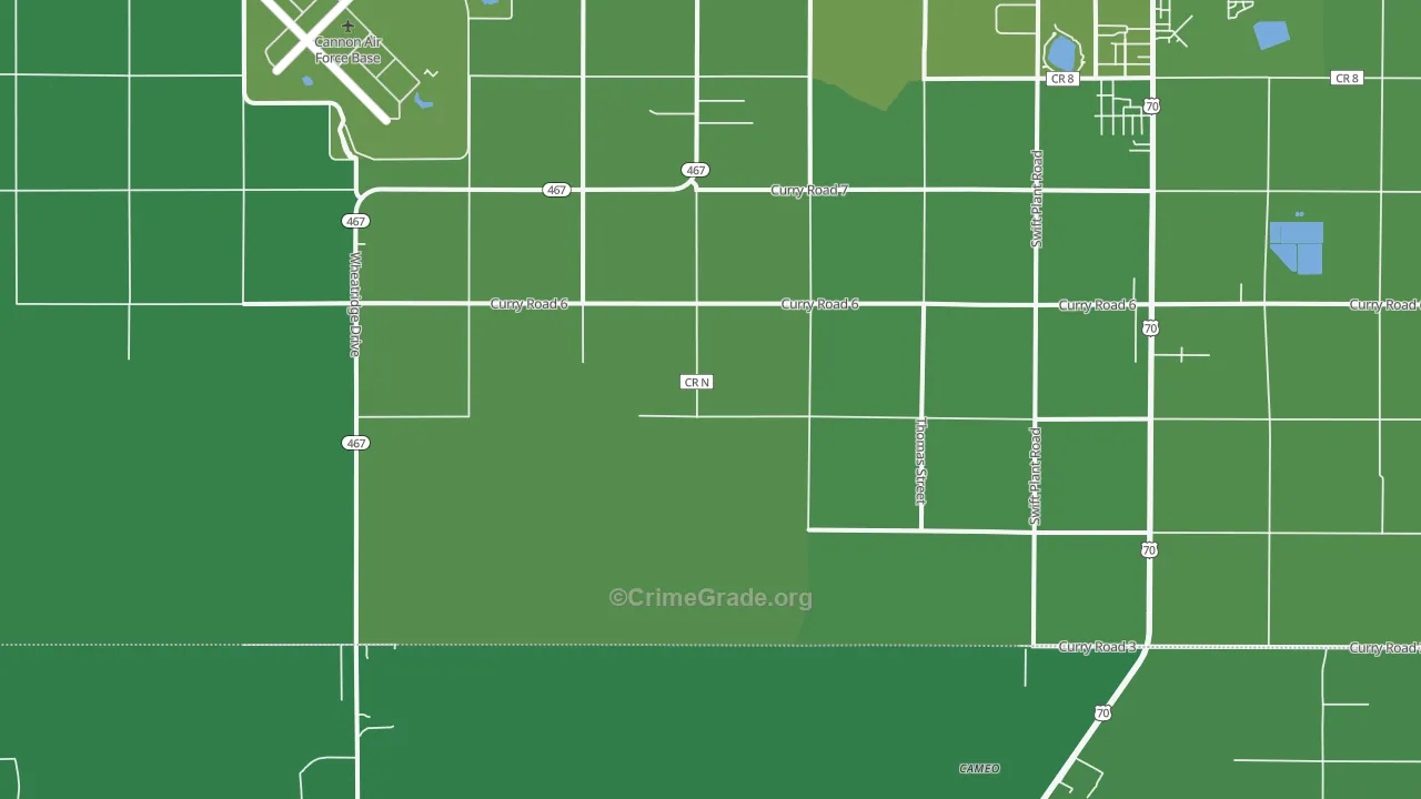 Cannon Air Force Base, NM Map of Vehicle Theft Rates