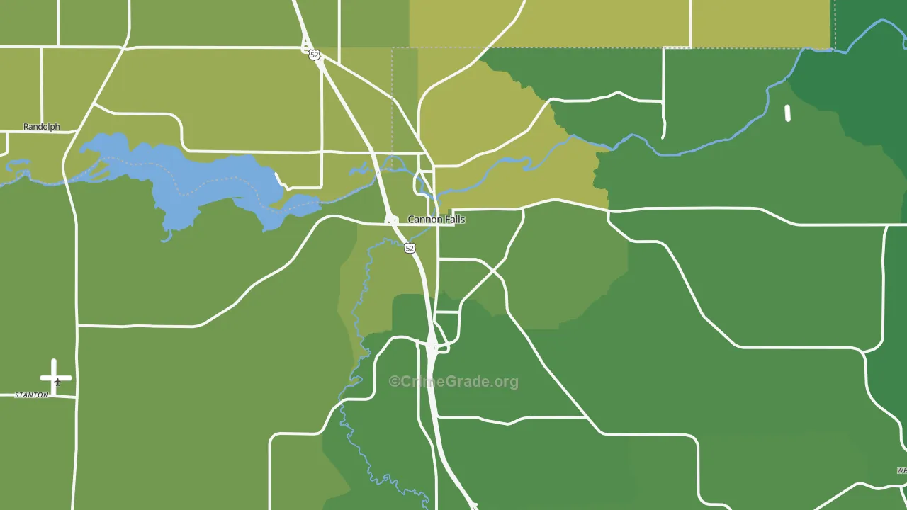 Cannon Falls, MN Map of Vehicle Theft Rates
