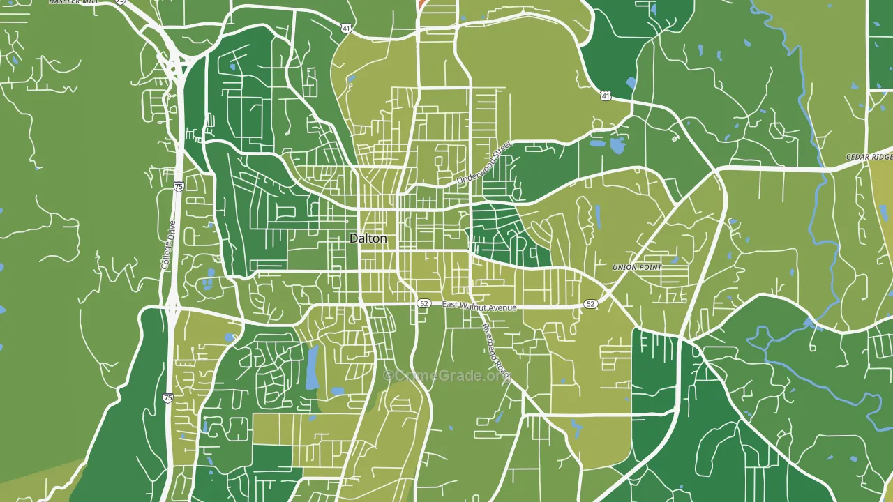 Cannon Heights, Dalton, GA Map of Vehicle Theft Rates