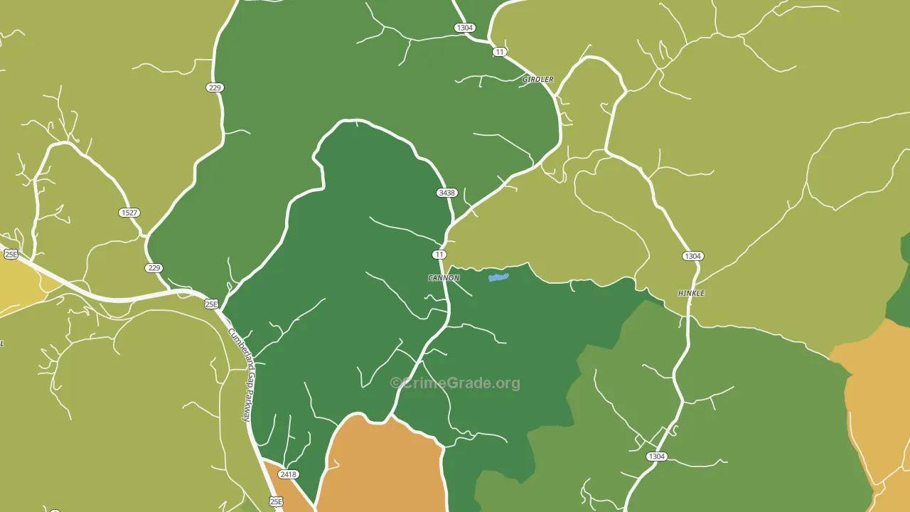 Cannon, KY Map of Vehicle Theft Rates