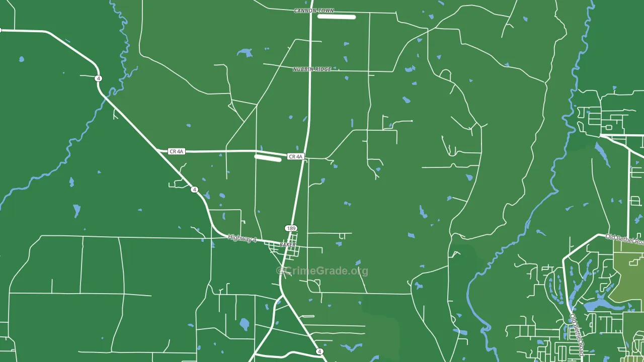 Cannon Town, FL Map of Vehicle Theft Rates