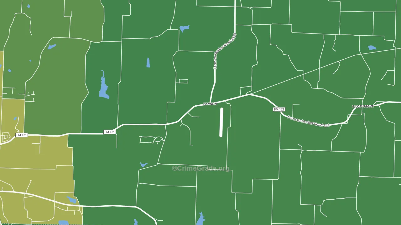 Cannon, TX Map of Vehicle Theft Rates