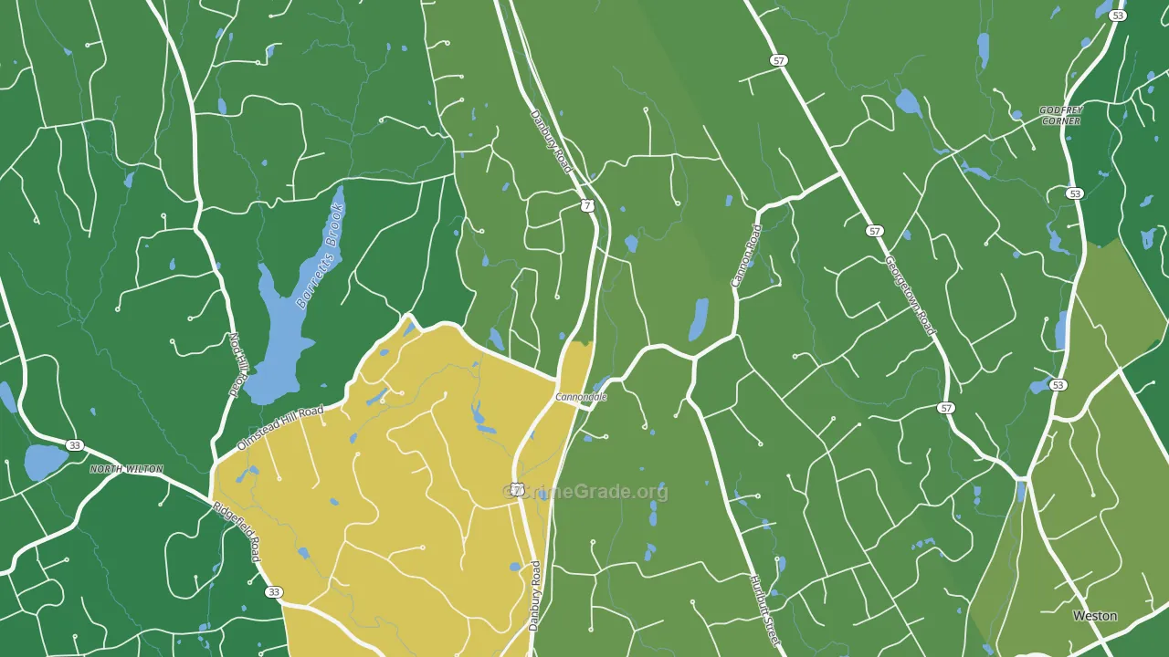 Cannondale, CT Map of Vehicle Theft Rates