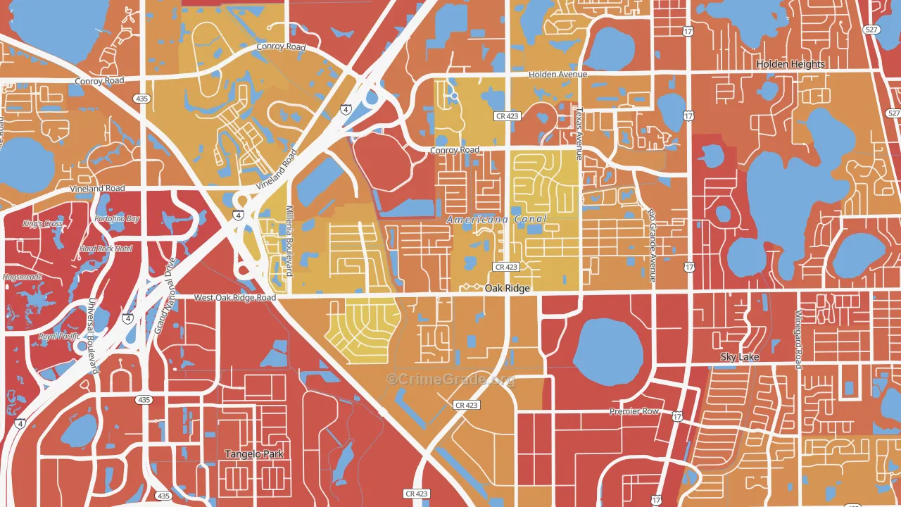 Cannongate-Orlando, Oak Ridge, FL Map of Vehicle Theft Rates