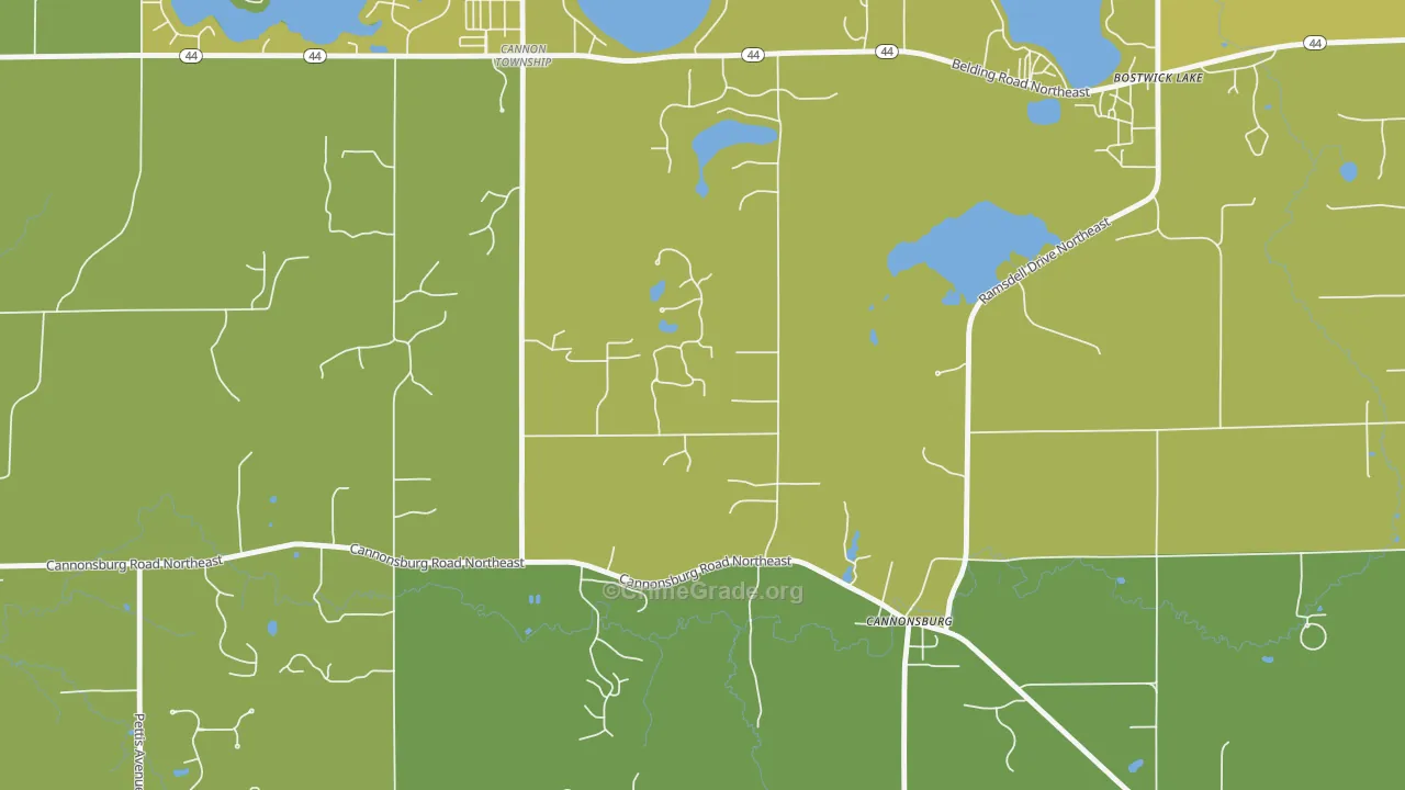 Cannonsburg, MI Map of Vehicle Theft Rates