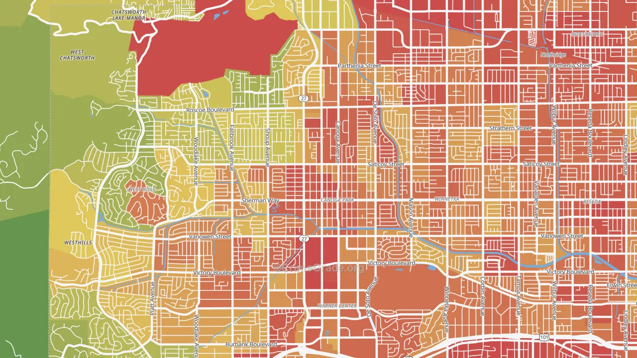 Canoga Park, CA Map of Vehicle Theft Rates