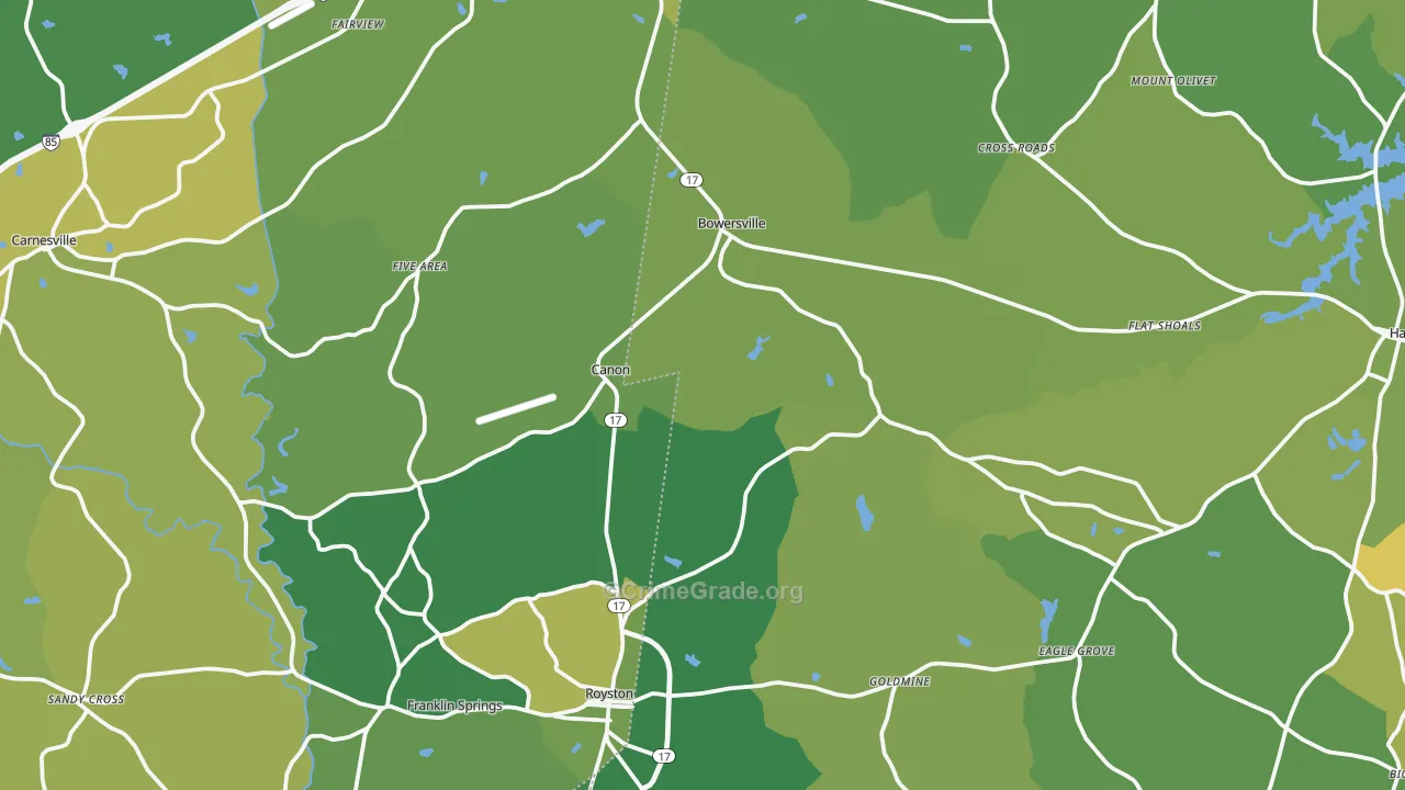 Canon, GA Map of Vehicle Theft Rates