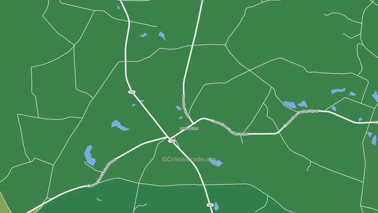 Canoochee, GA Map of Vehicle Theft Rates