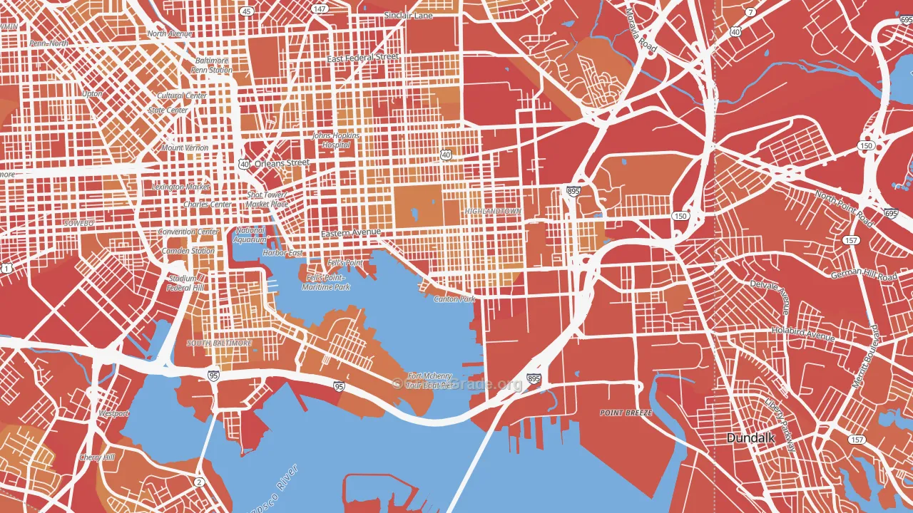 Canton, Baltimore, MD Map of Vehicle Theft Rates
