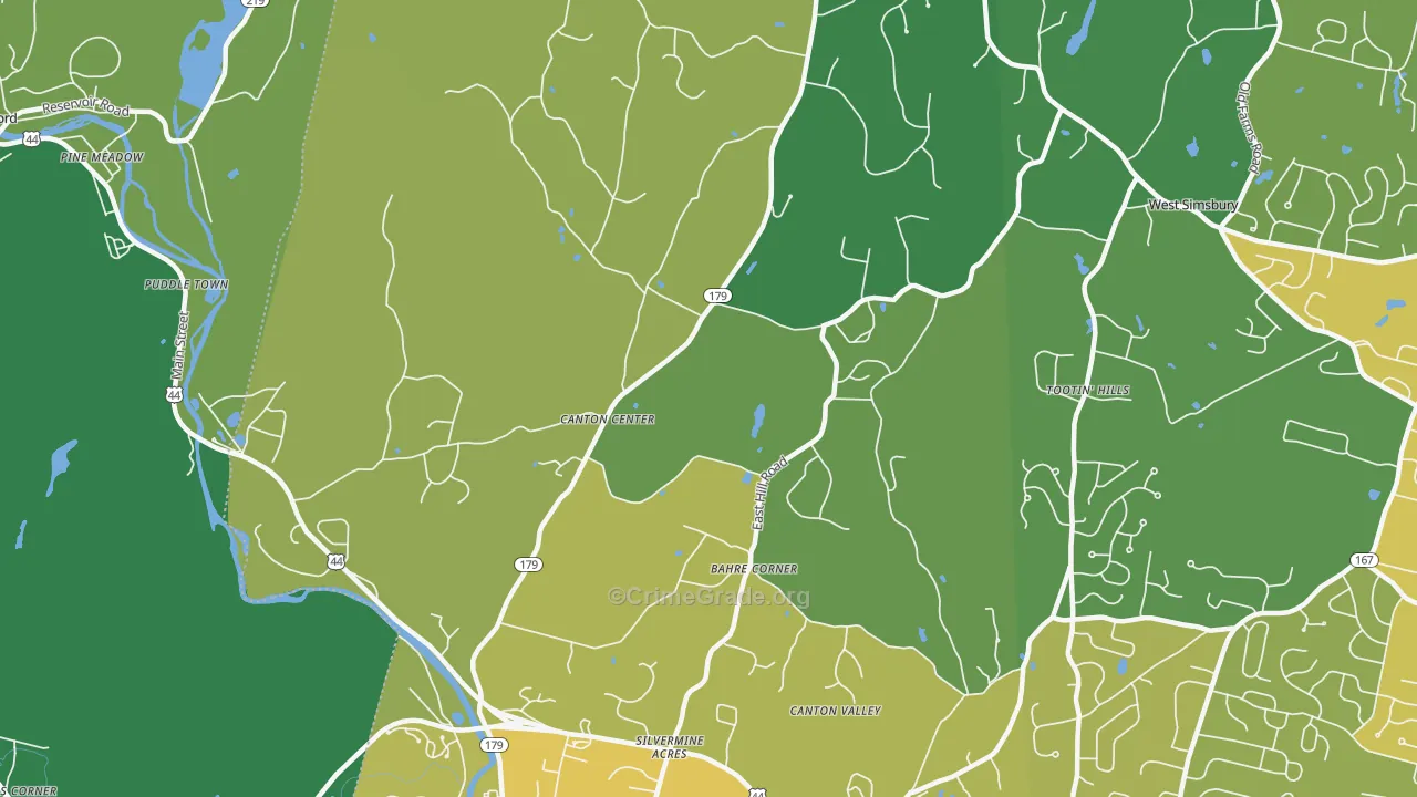 Canton Center, CT Map of Vehicle Theft Rates
