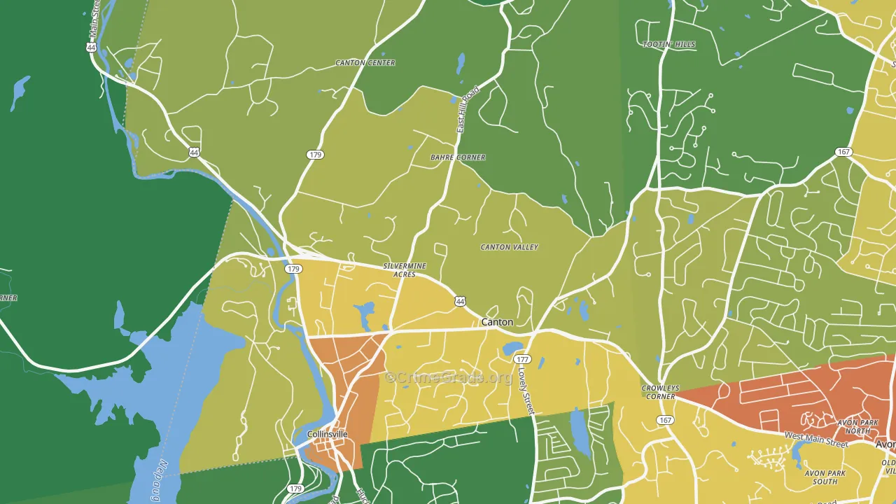 Canton, CT Map of Vehicle Theft Rates