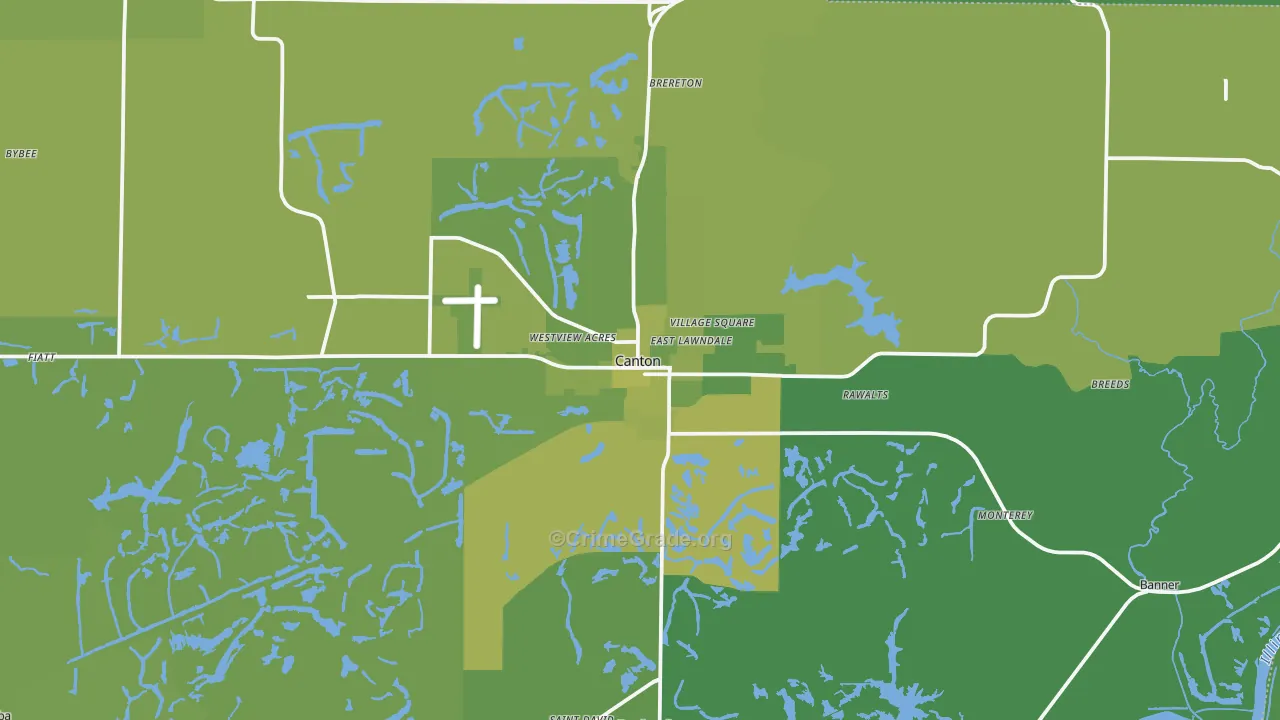 Canton, IL Map of Vehicle Theft Rates