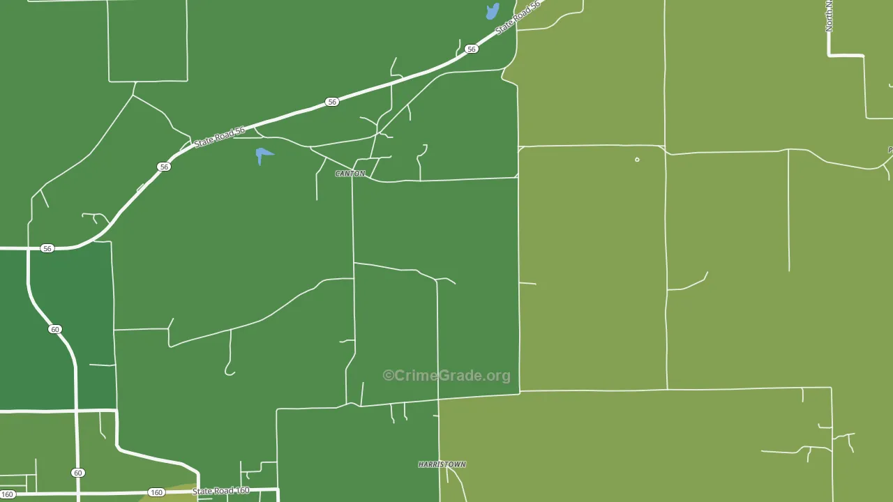 Canton, IN Map of Vehicle Theft Rates