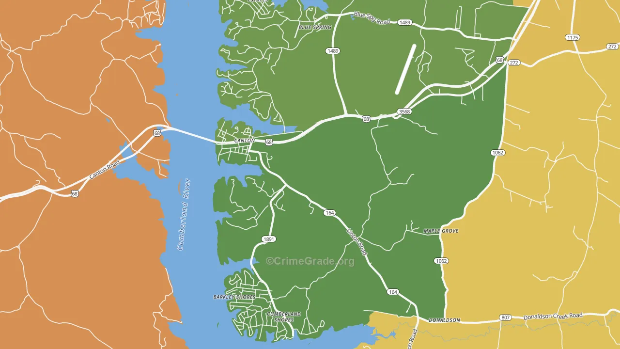 Canton, KY Map of Vehicle Theft Rates