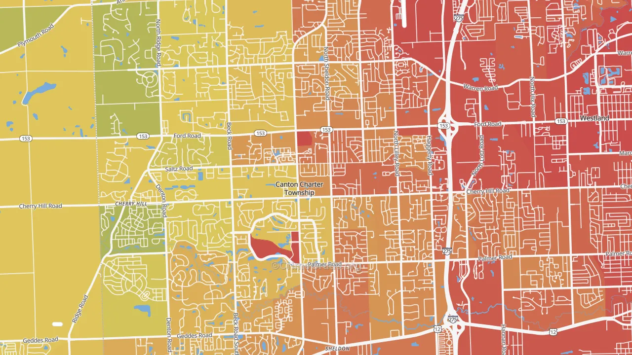 Canton, MI Map of Vehicle Theft Rates