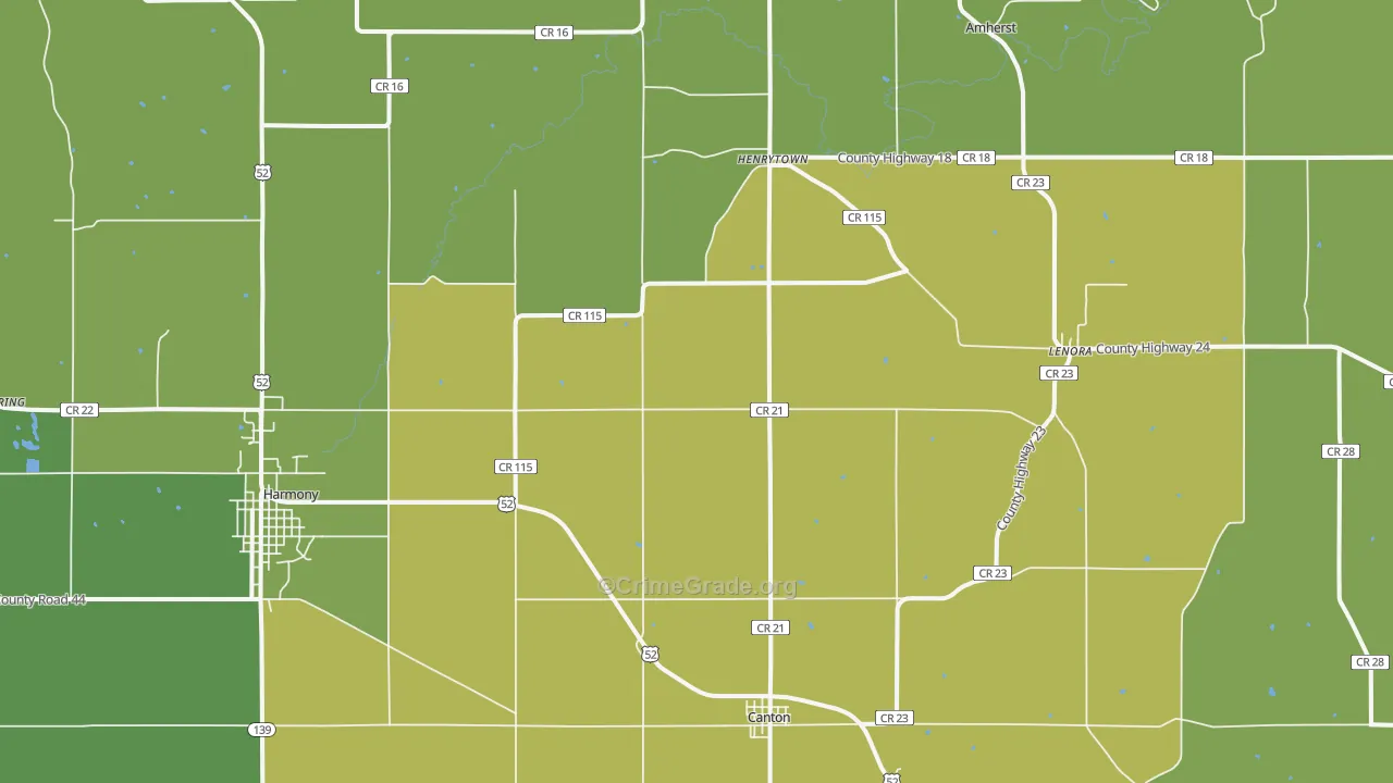 Canton, MN Map of Vehicle Theft Rates