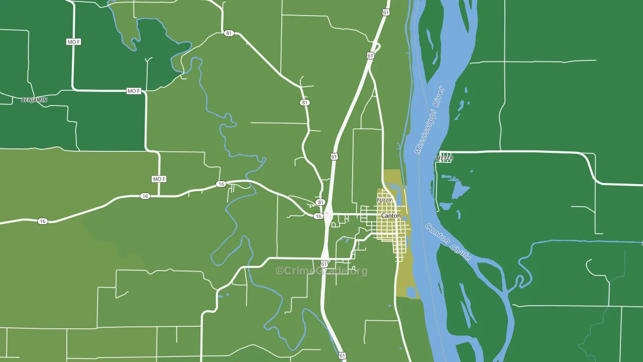 Canton, MO Map of Vehicle Theft Rates