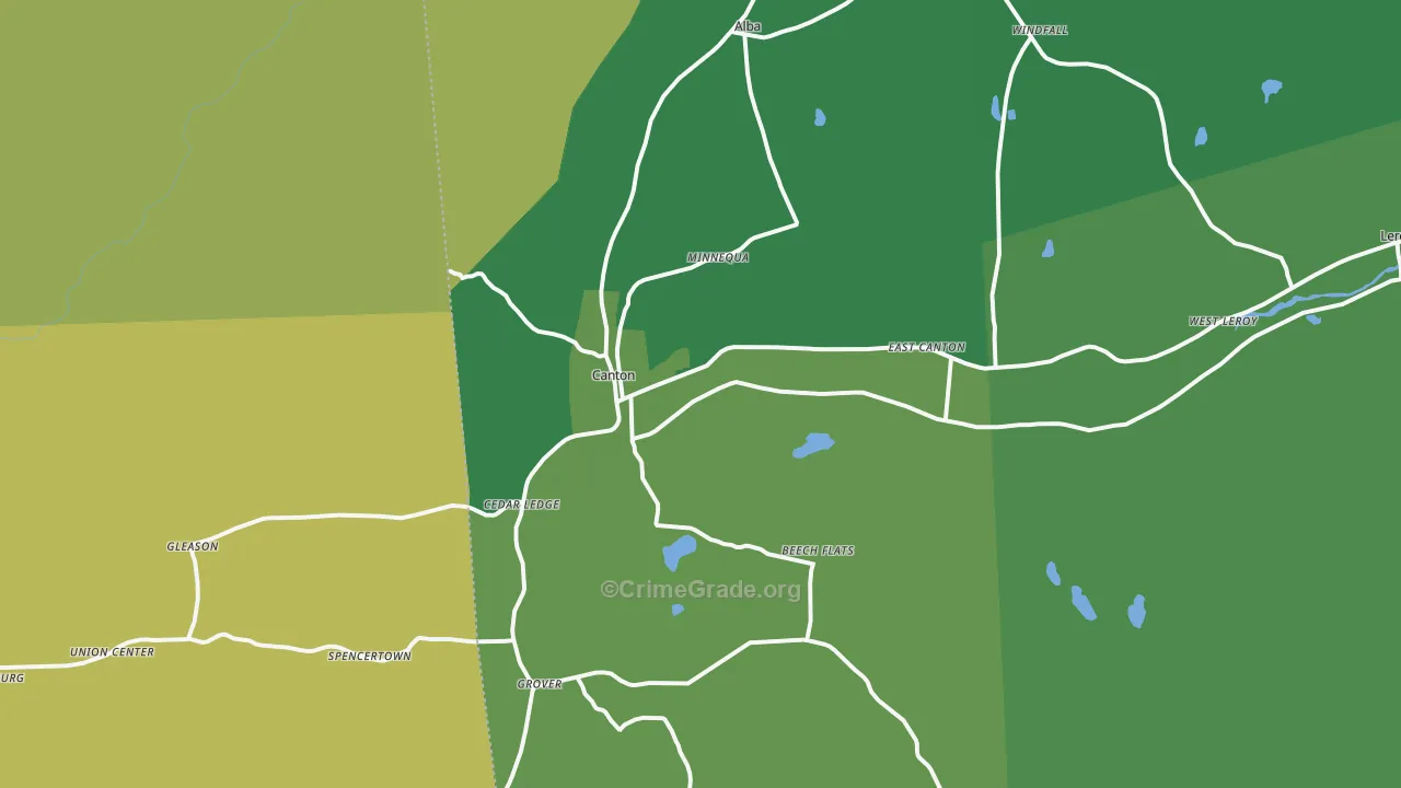 Canton, PA Map of Vehicle Theft Rates