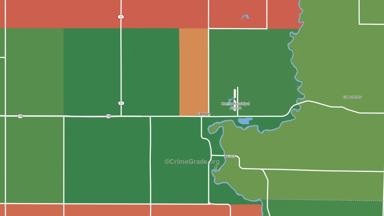 Canton, SD Map of Vehicle Theft Rates