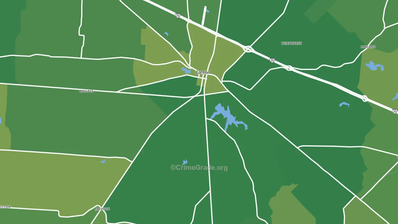 Canton, TX Map of Vehicle Theft Rates