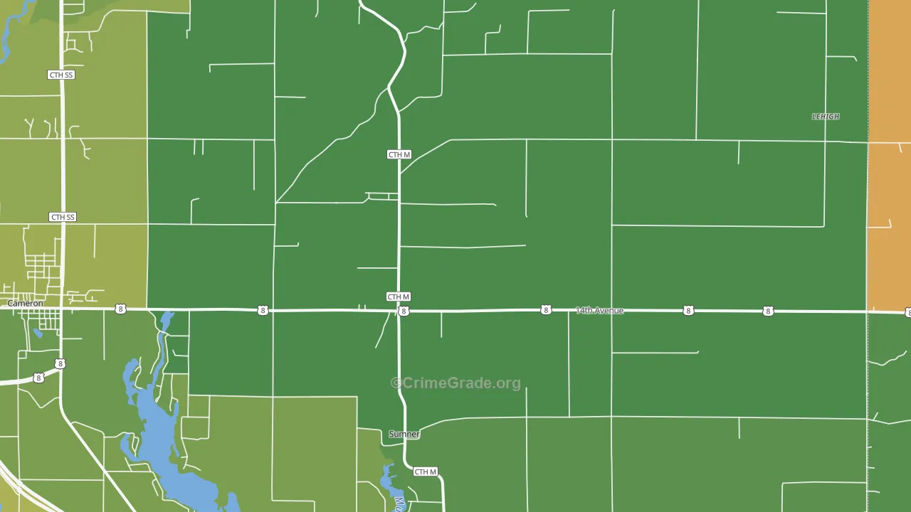 Canton, WI Map of Vehicle Theft Rates