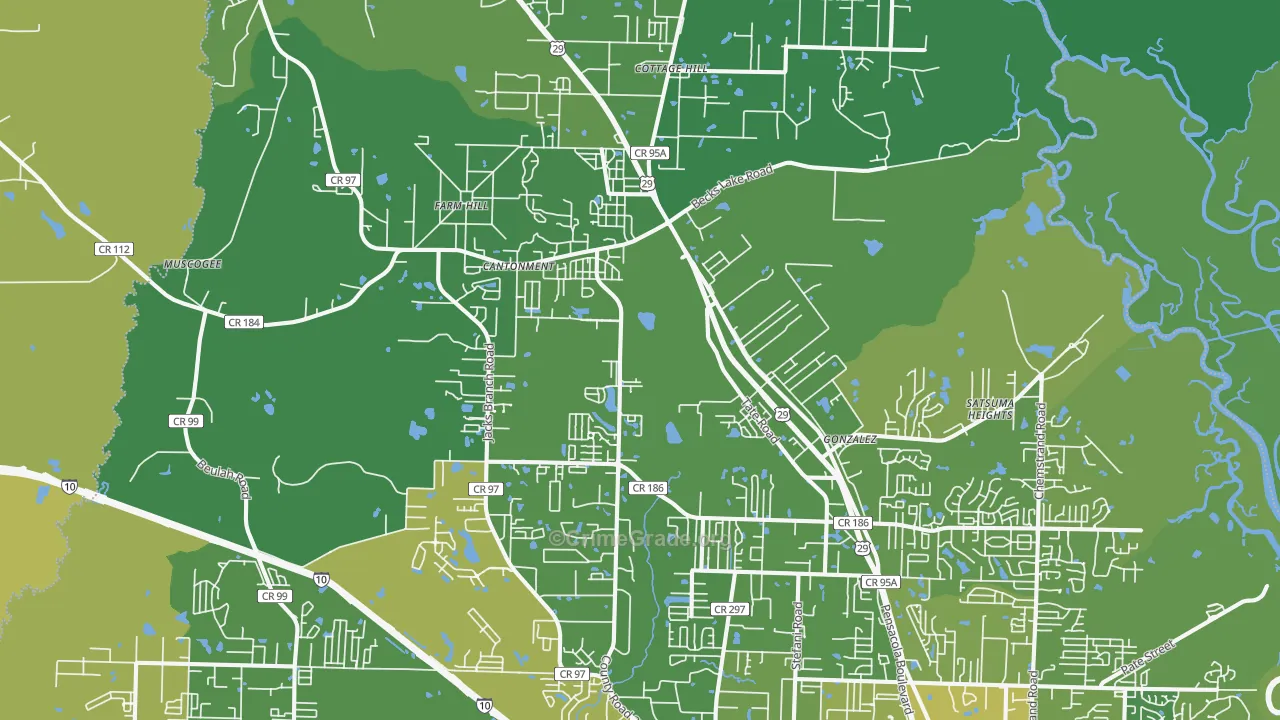 Cantonment, FL Map of Vehicle Theft Rates