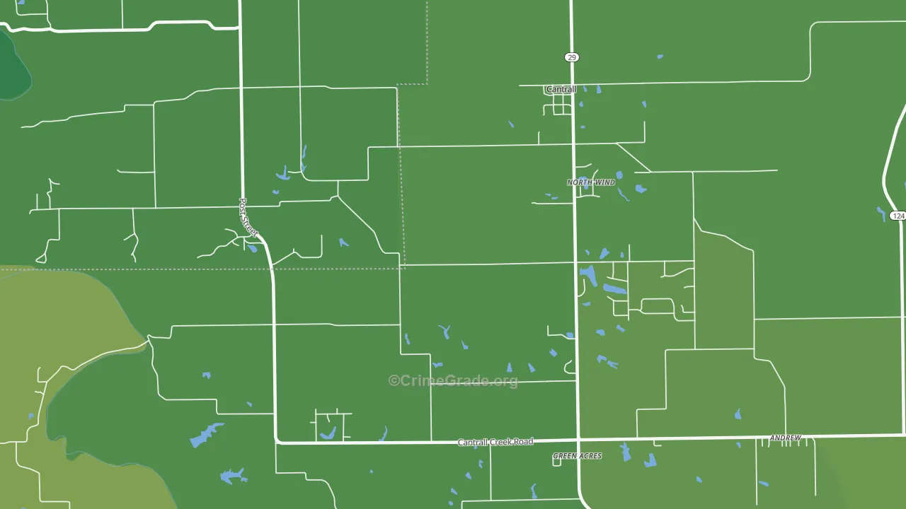 Cantrall, IL Map of Vehicle Theft Rates