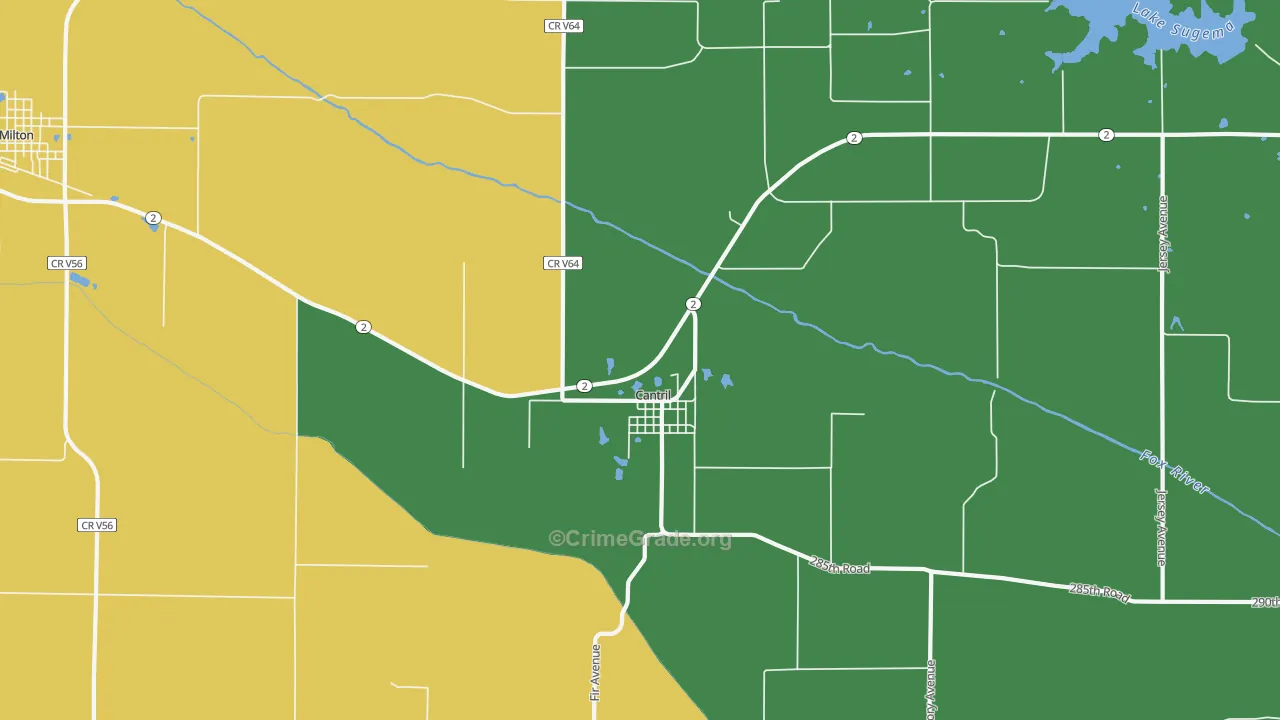 Cantril, IA Map of Vehicle Theft Rates