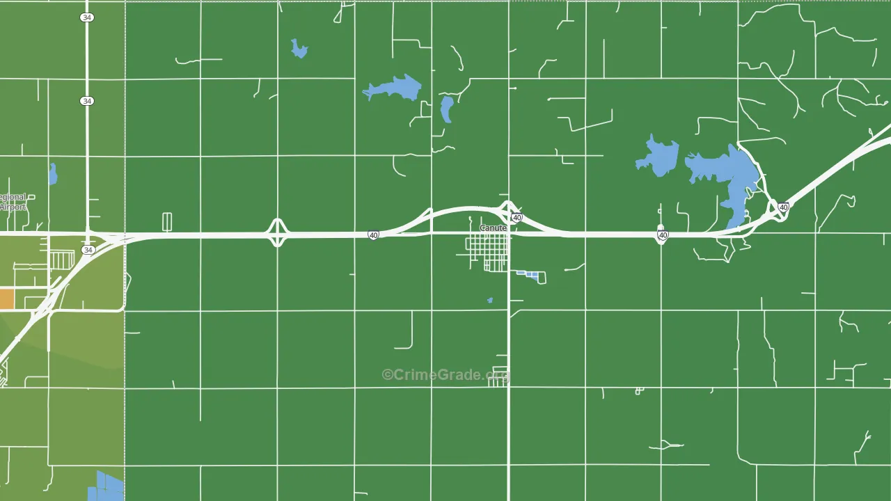 Canute, OK Map of Vehicle Theft Rates