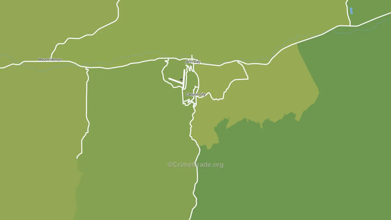 Canyon City, OR Map of Vehicle Theft Rates