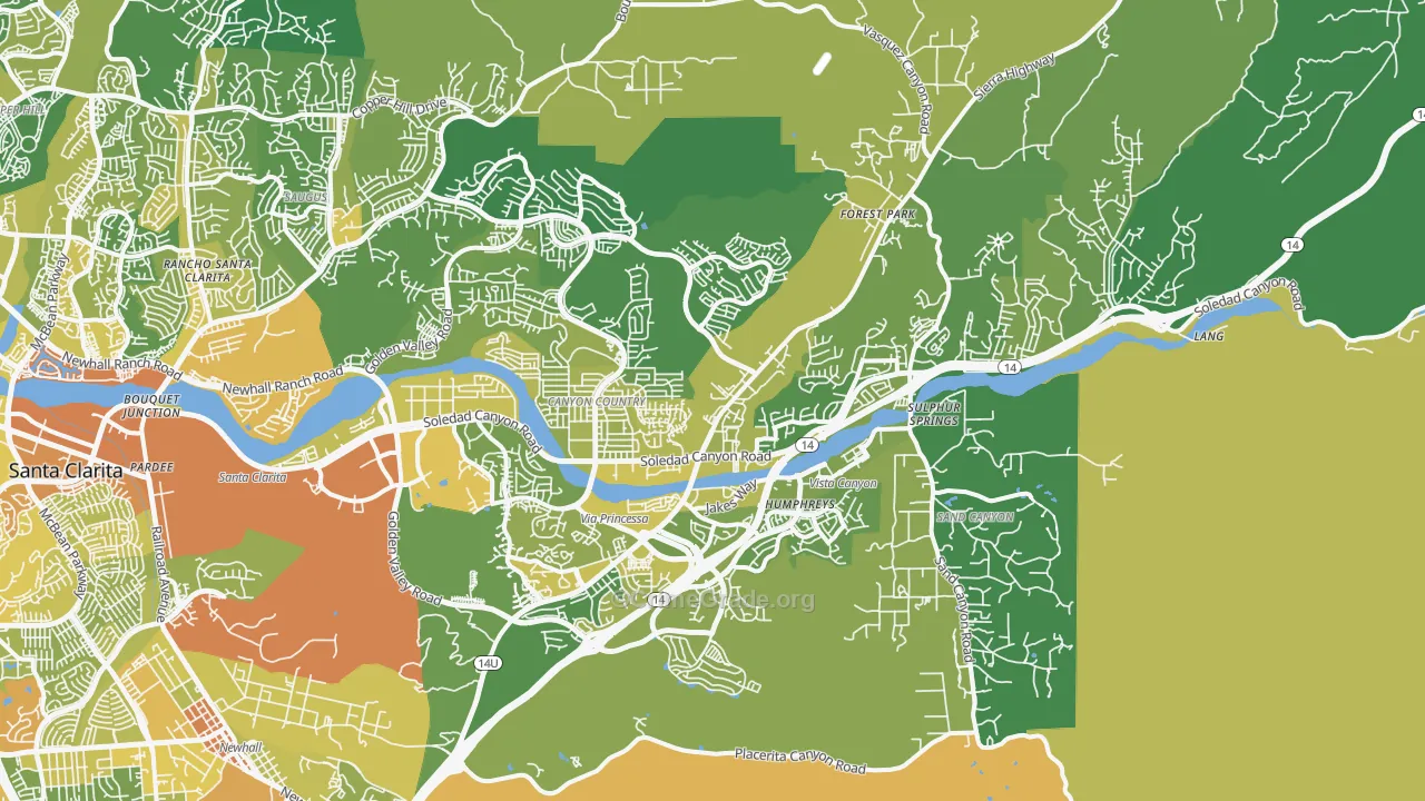Canyon Country, CA Map of Vehicle Theft Rates