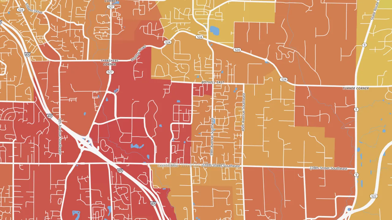 Canyon Creek-39th SE, Bothell, WA Map of Vehicle Theft Rates