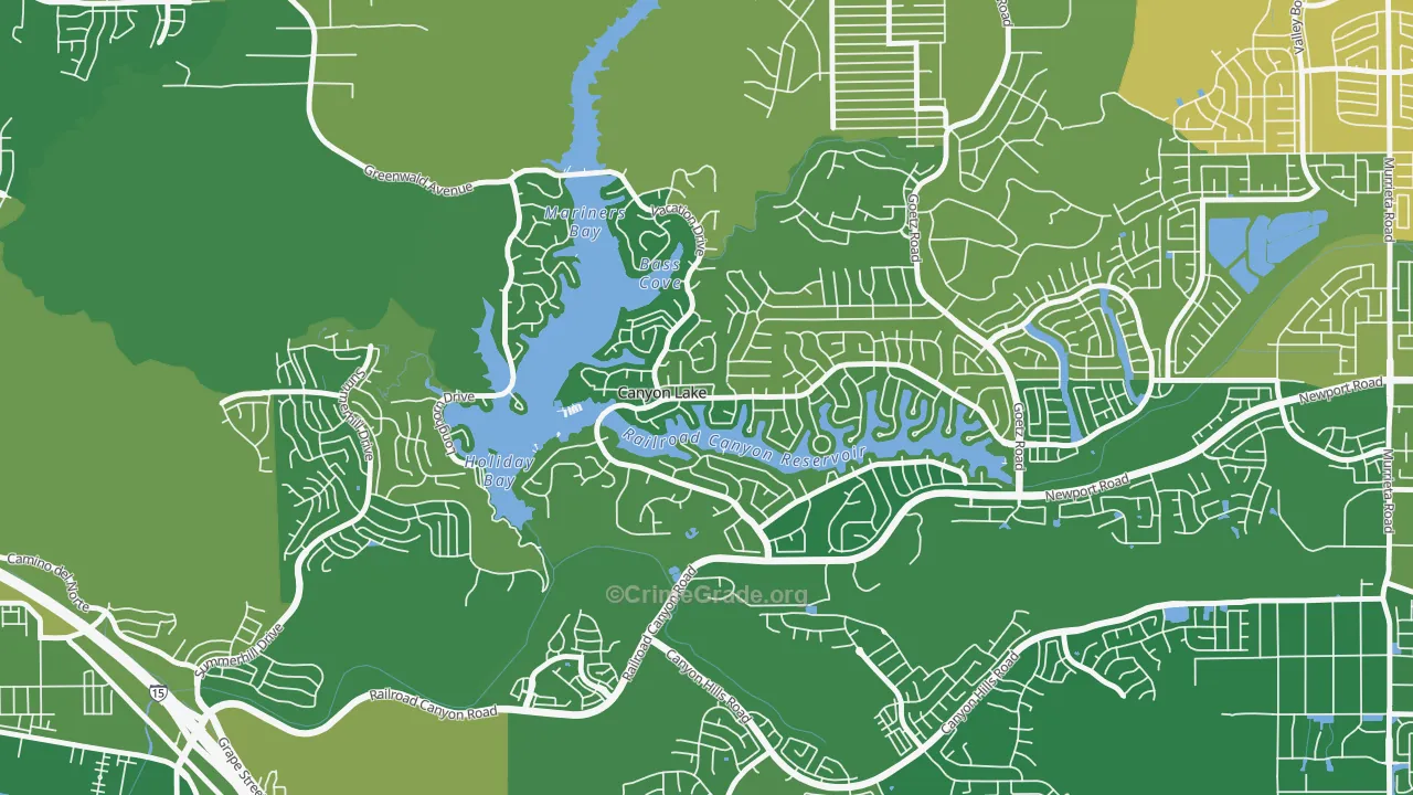 Canyon Lake, CA Map of Vehicle Theft Rates