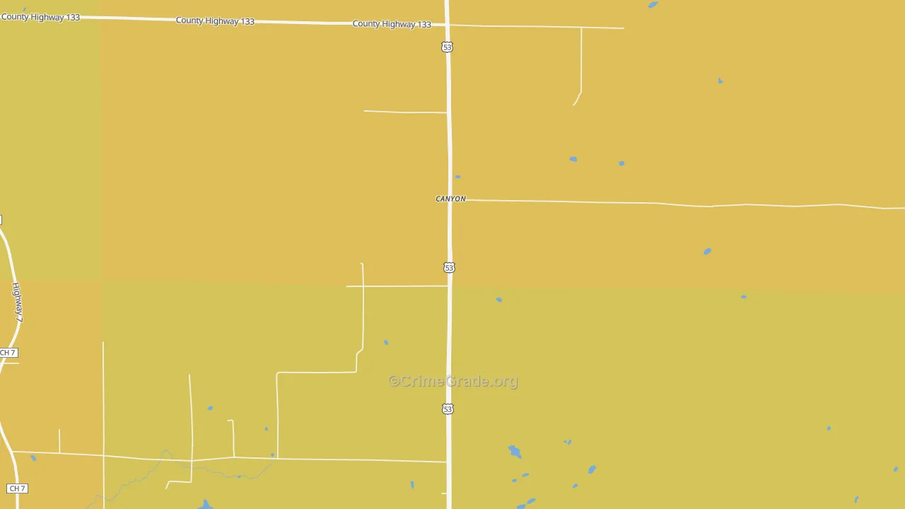 Canyon, MN Map of Vehicle Theft Rates