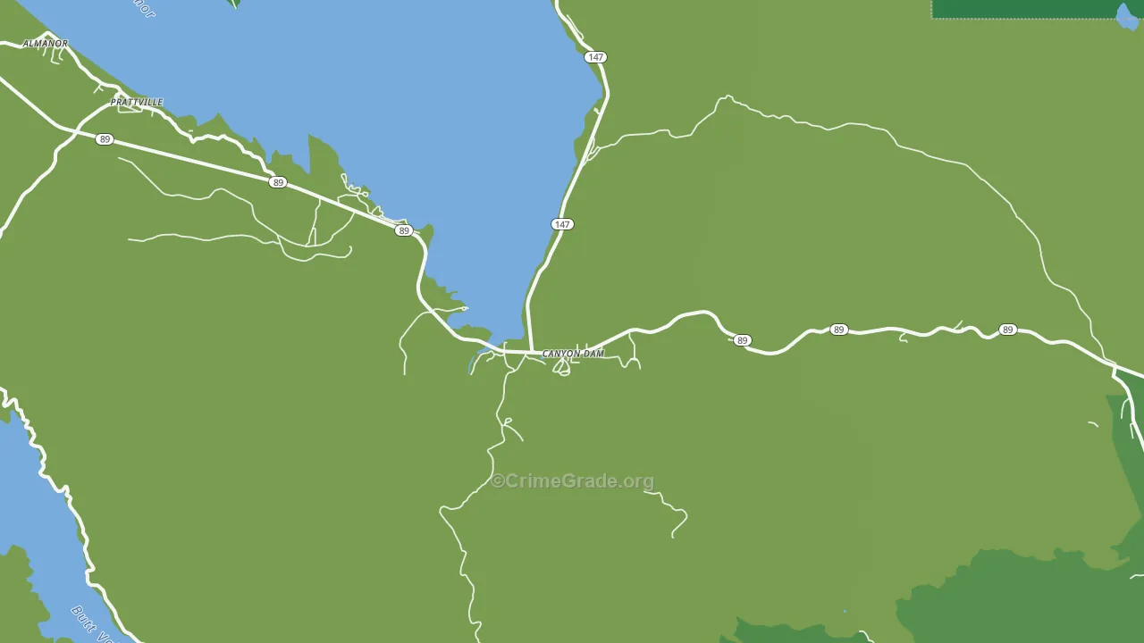 Canyondam, CA Map of Vehicle Theft Rates